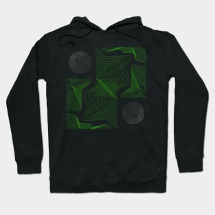 ABSTRACT WAVES LINES CIRCLES HYPNOSIS GREEN Hoodie